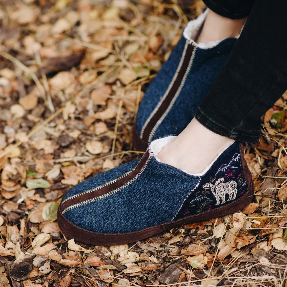 Acorn Women's Forest Bootie Slippers- Navy Moose - Image 6