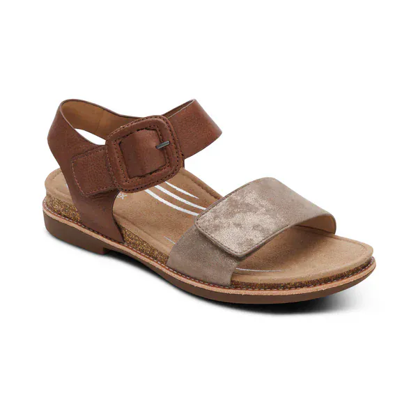 Aetrex Women's Claire Sandals- Taupe Multi