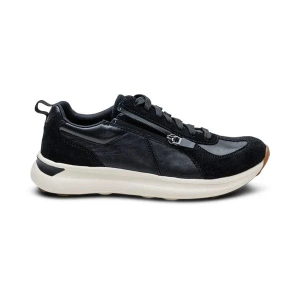 Aetrex Women's Elise Leather Zip Sneakers- Black - Image 2