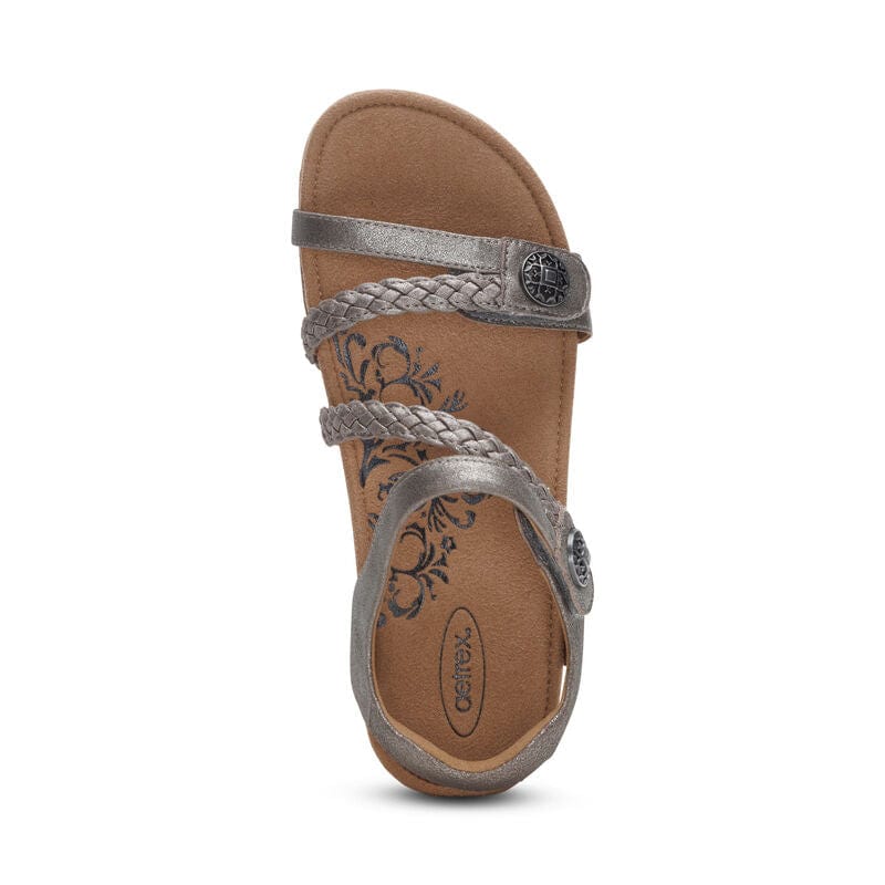Aetrex Women's Jillian Sandals- Brushed Silver - Image 3