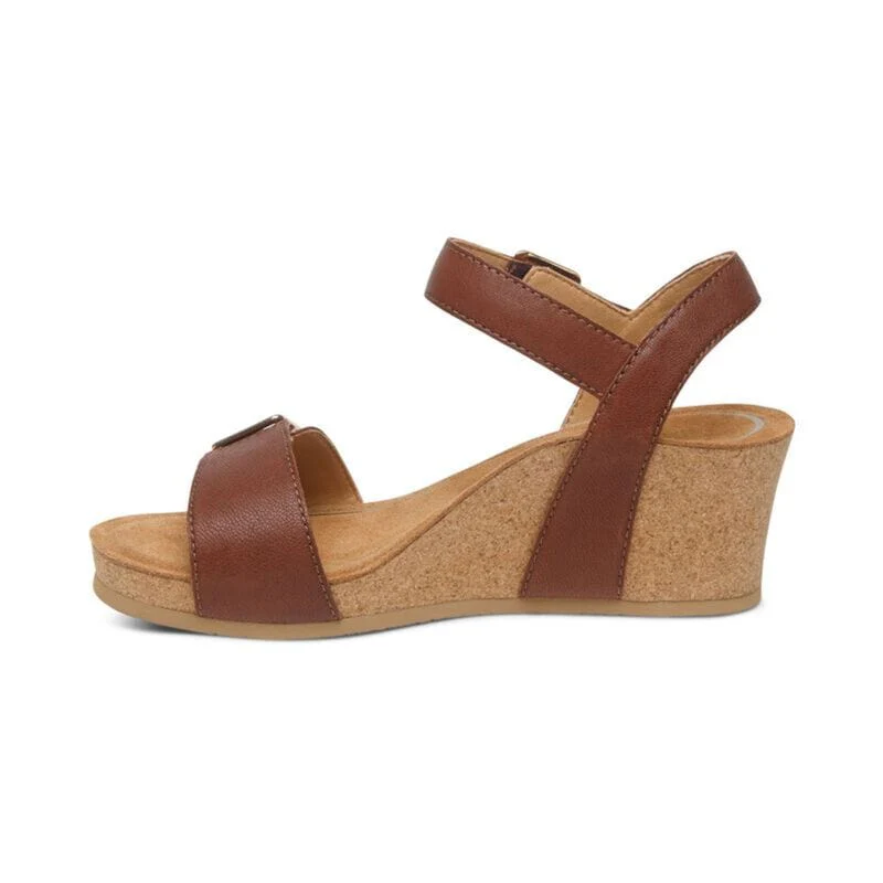 Aetrex Women's Lexa Wedge Sandals- Walnut - Image 4