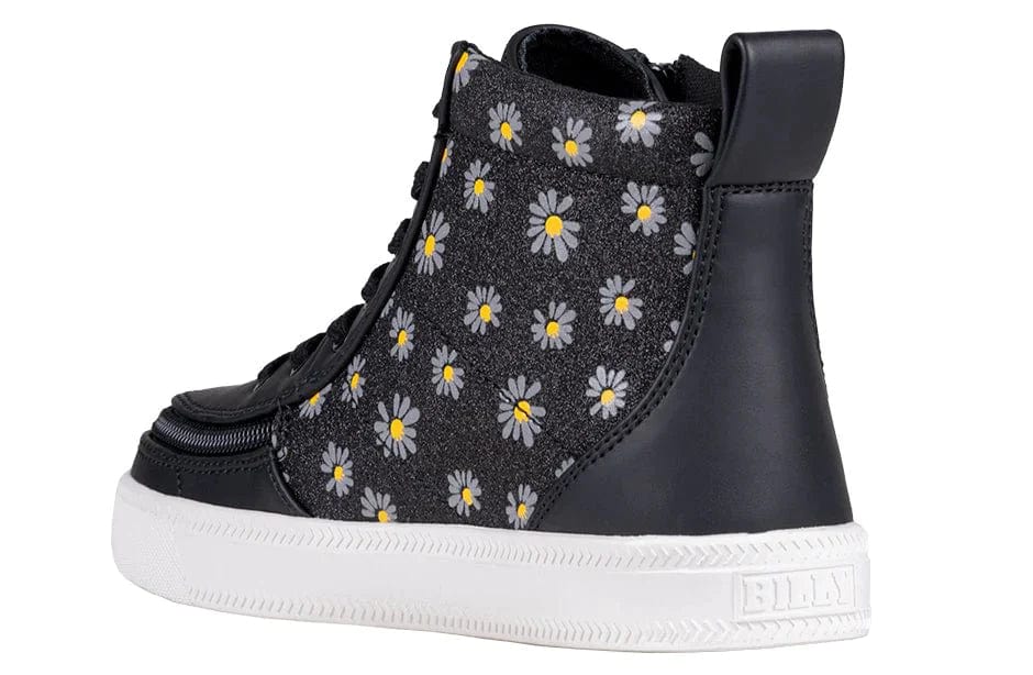 Billy Footwear Kid's Girls High Top Sneakers- Black Daisy - Image 2