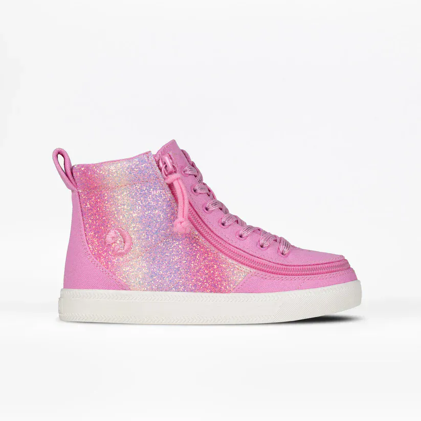Billy Footwear Kid's Girls High Top Sneakers- Pink Glitz