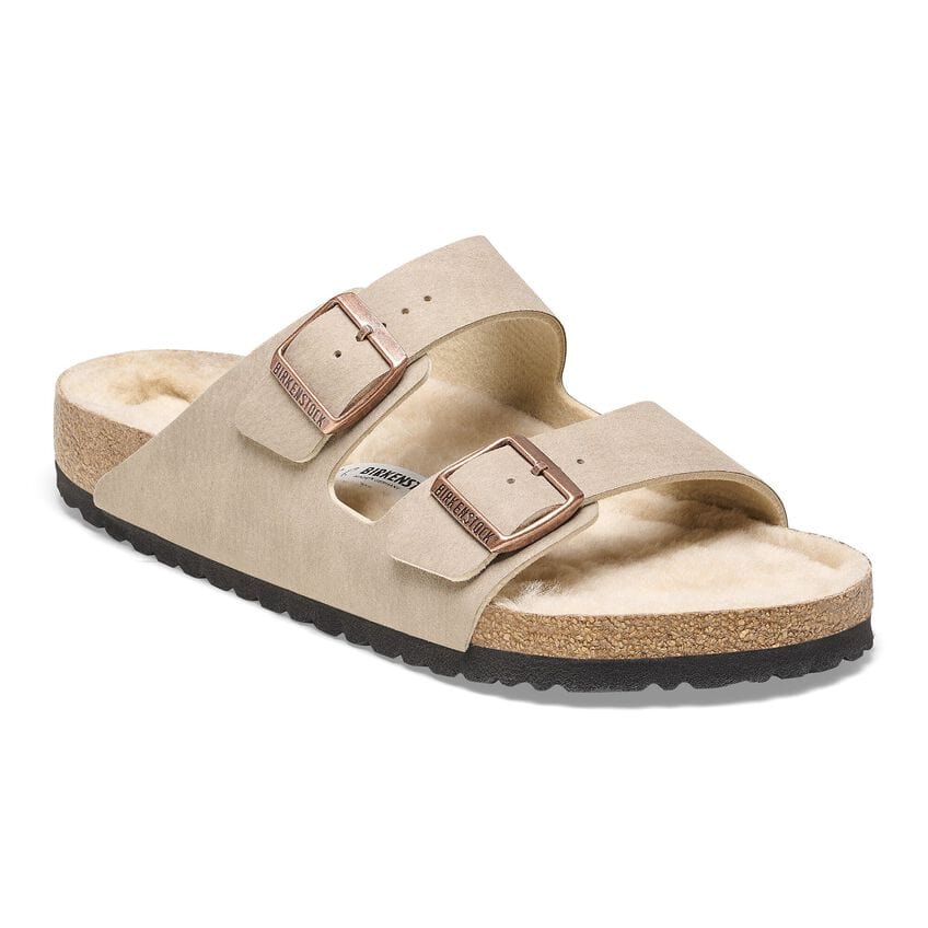 Birkenstock Arizona Shearling Sandals- Dust Grey Taupe
