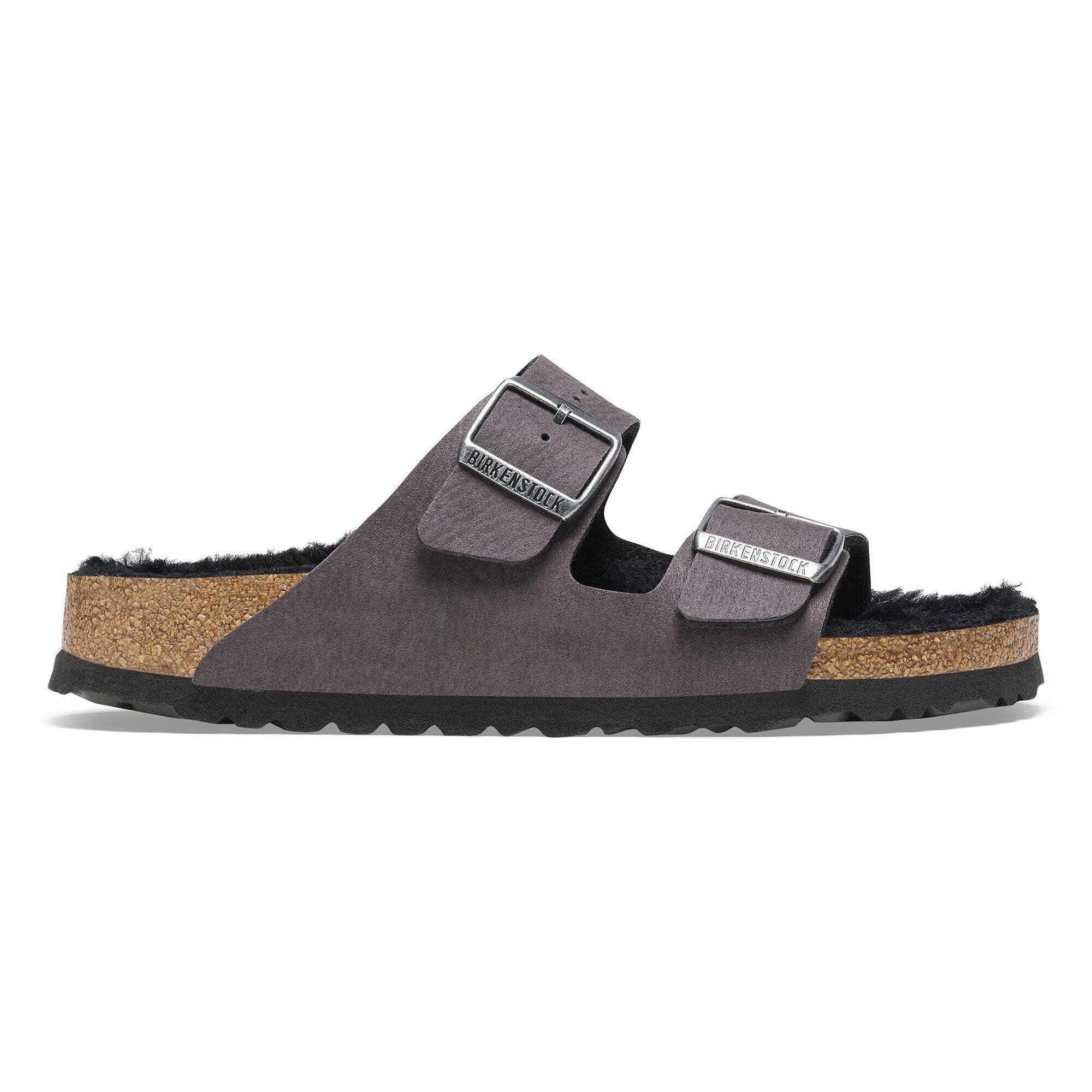 Birkenstock Arizona Shearling Sandals- Desert Dust Black - Image 2