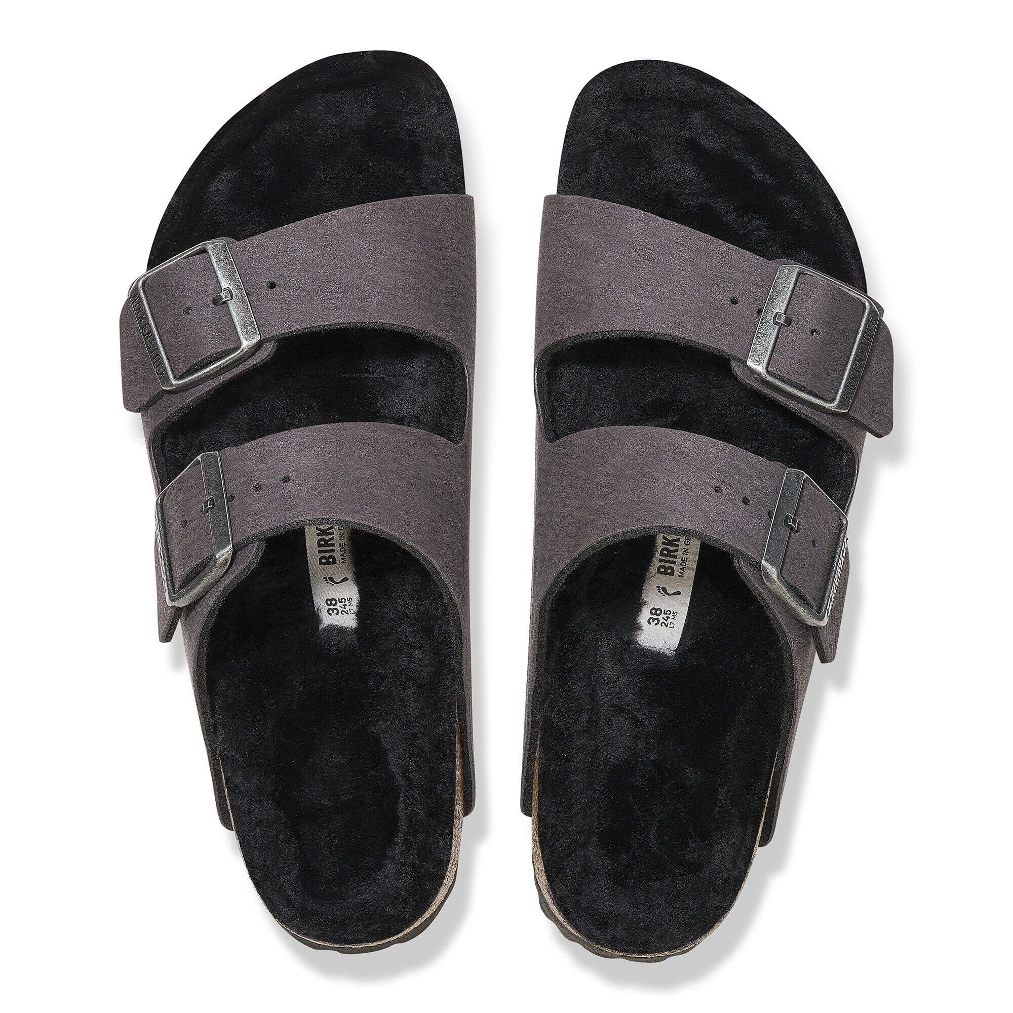 Birkenstock Arizona Shearling Sandals- Desert Dust Black - Image 5
