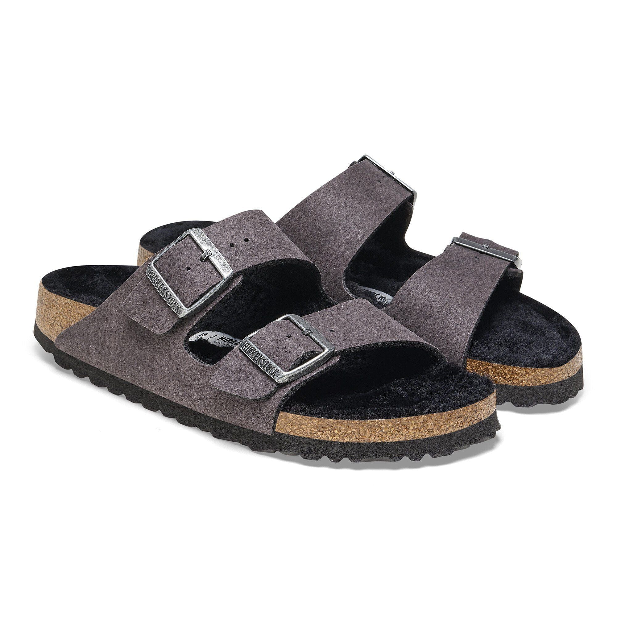 Birkenstock Arizona Shearling Sandals- Desert Dust Black - Image 7
