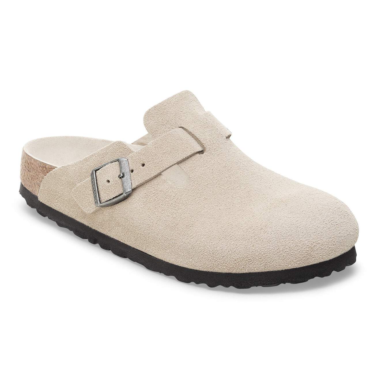 Birkenstock Boston Suede Clogs (Soft Footbed)- Oyster Tonal