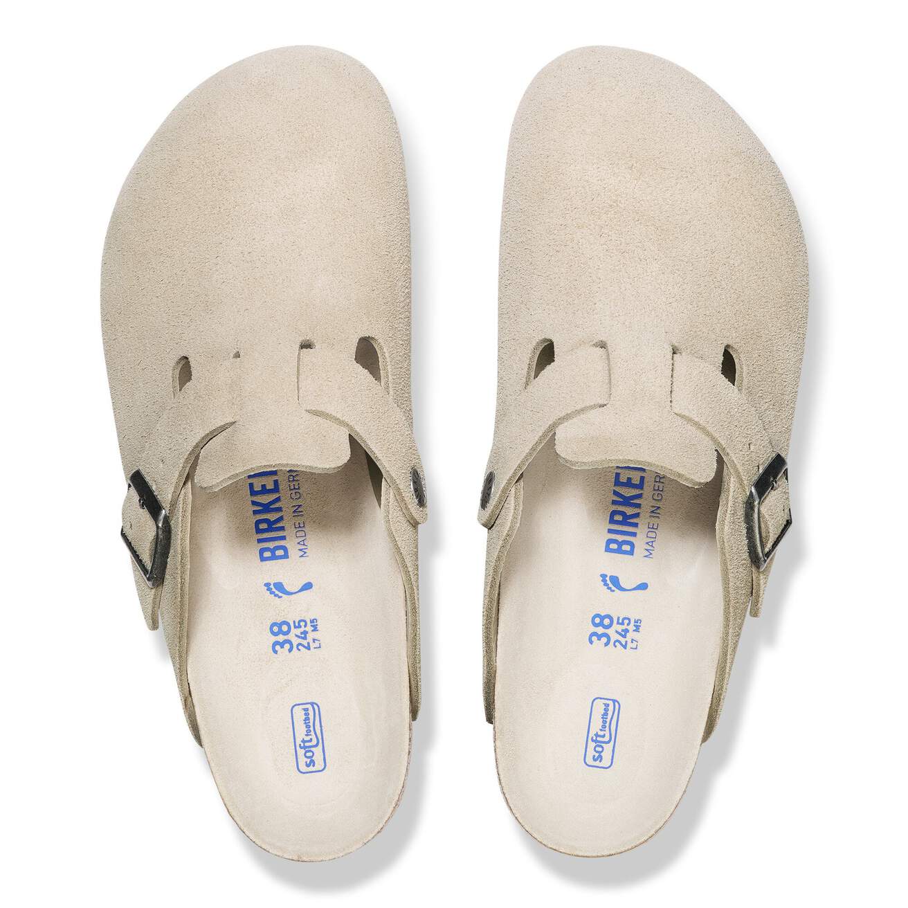 Birkenstock Boston Suede Clogs (Soft Footbed)- Oyster Tonal - Image 4