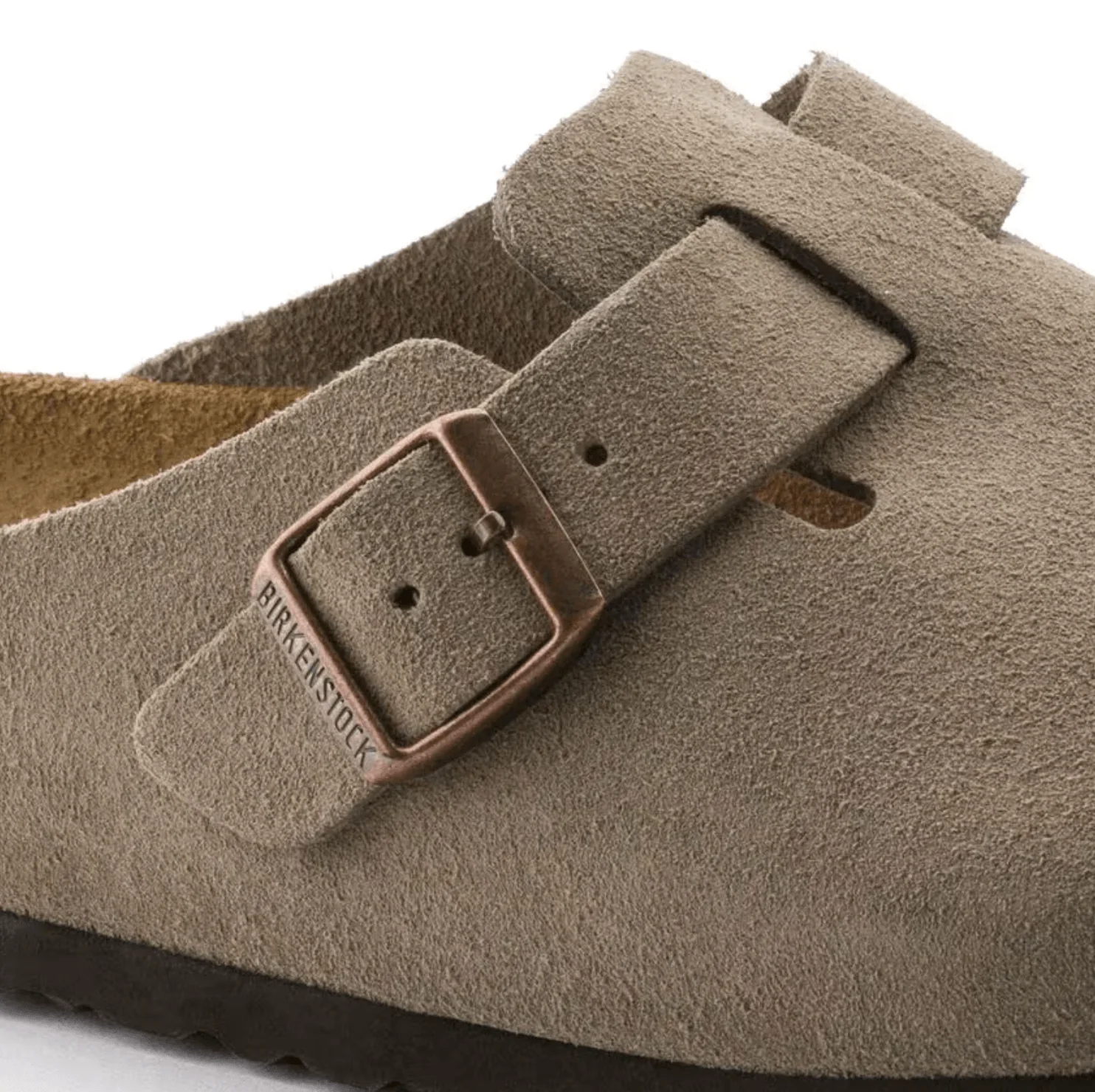 Birkenstock Boston Suede Clogs (Soft Footbed)- Taupe - Image 3