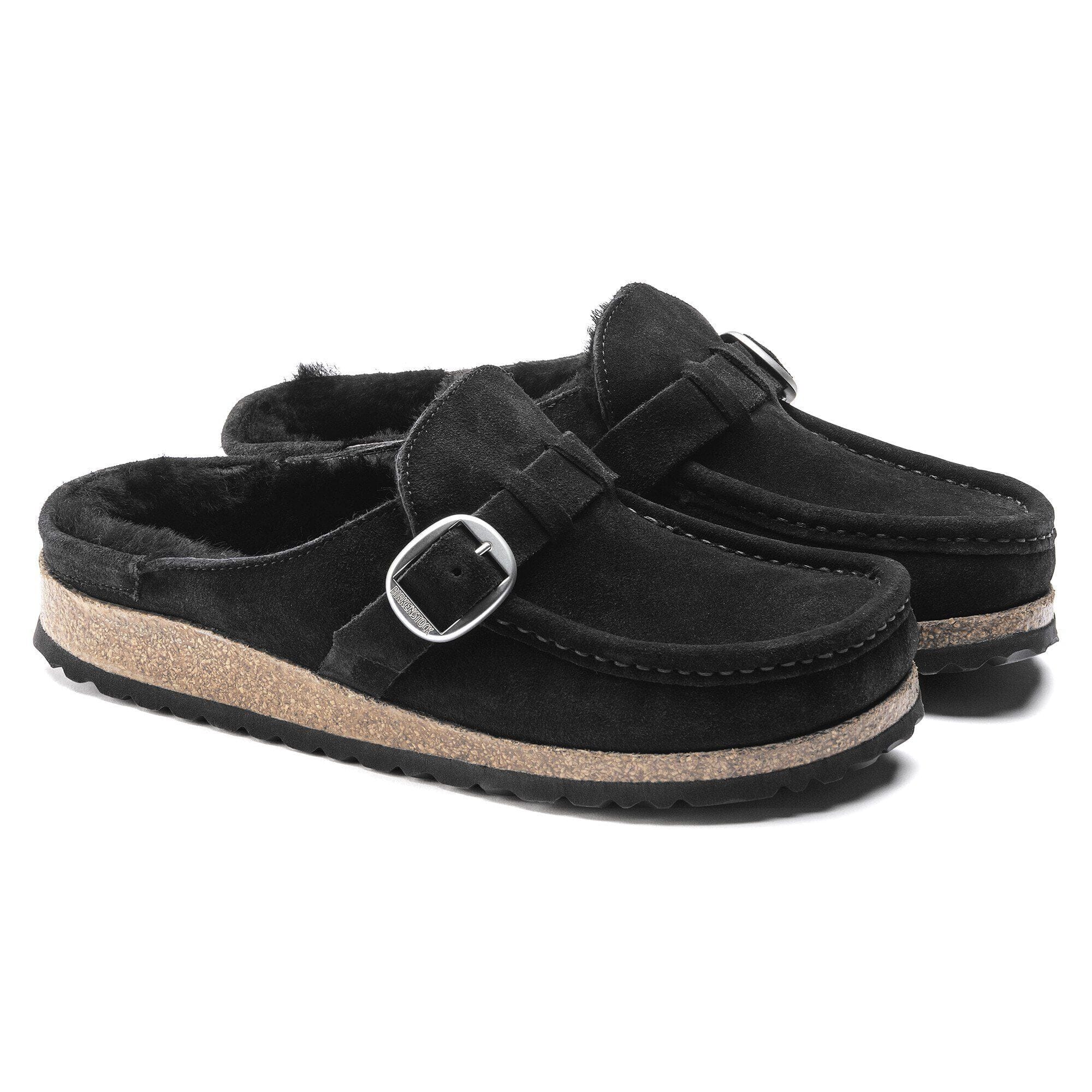 Birkenstock Buckley Shearling Suede Clogs- Black - Image 7