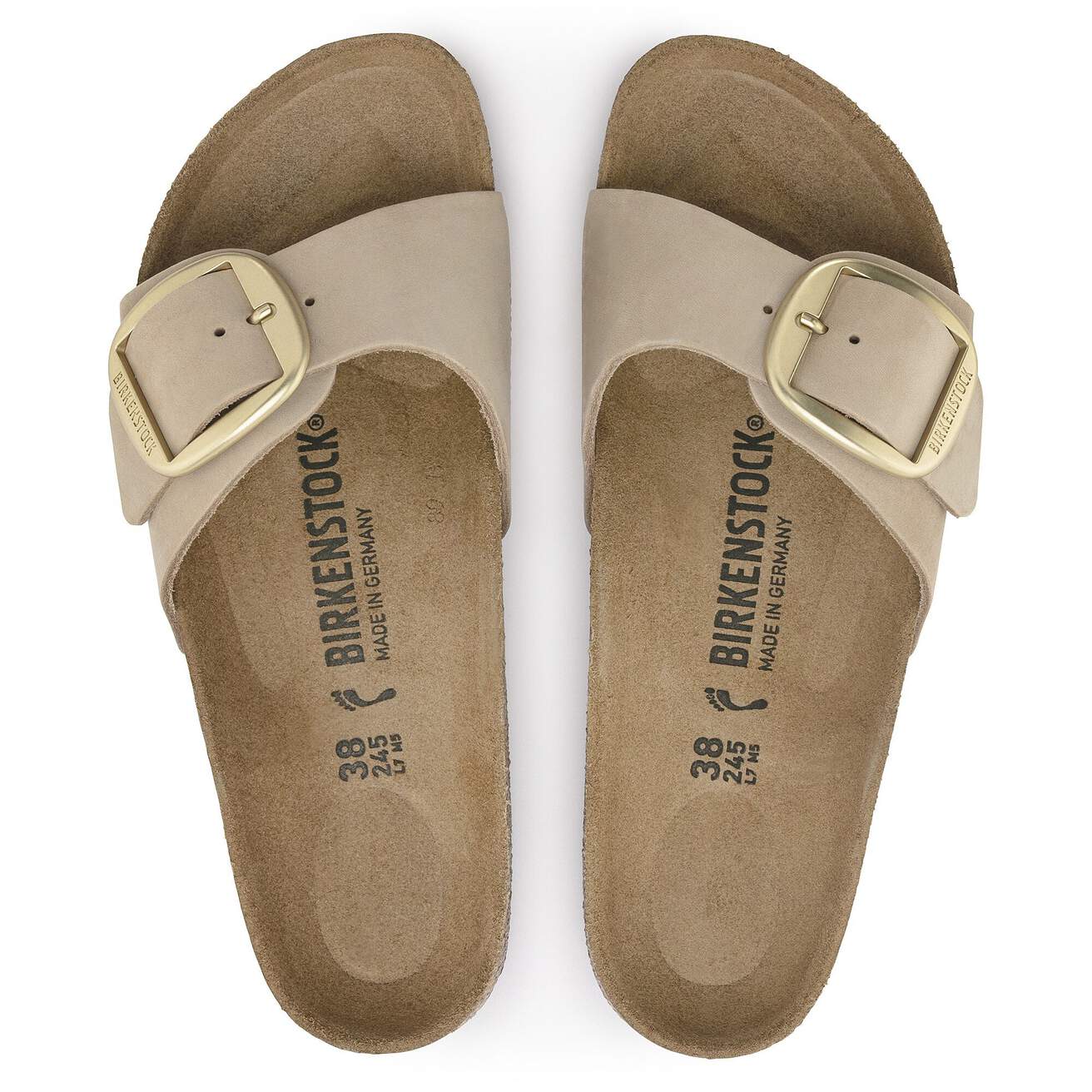 Birkenstock Madrid Big Buckle Sandals- Sandcastle Nubuck Leather - Image 4
