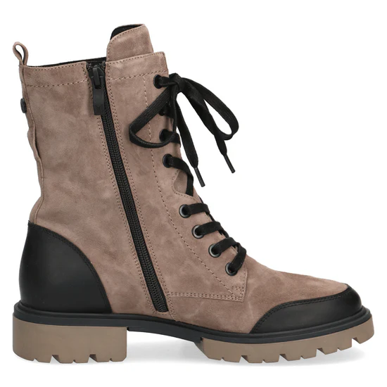 Caprice Women's Combat Boots- Stone Suede