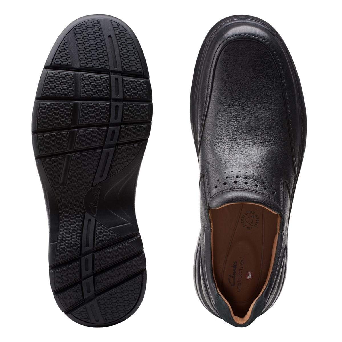 Clarks Men's Un Brawley Step Slip On Shoes- Black Leather - Image 7