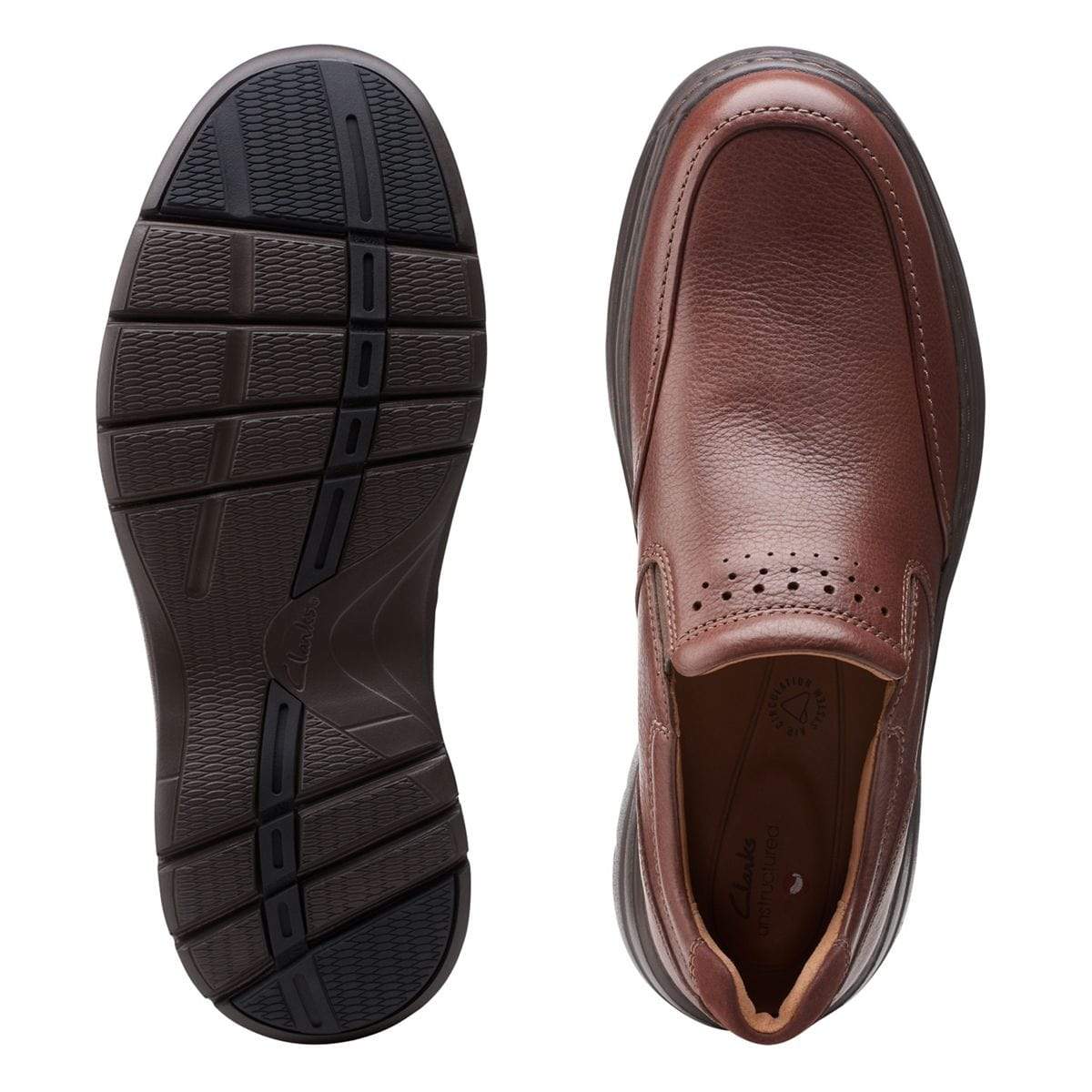 Clarks Men's Un Brawley Step Slip On Shoes- Mahogany Leather - Image 3