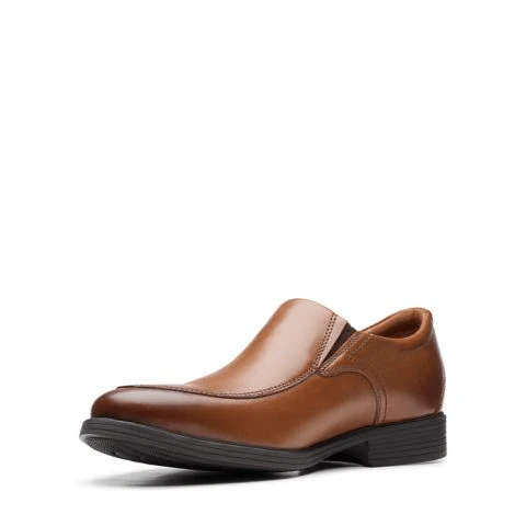 Clarks Men's Whiddon Step Loafers- Dark Tan Leather - Image 4
