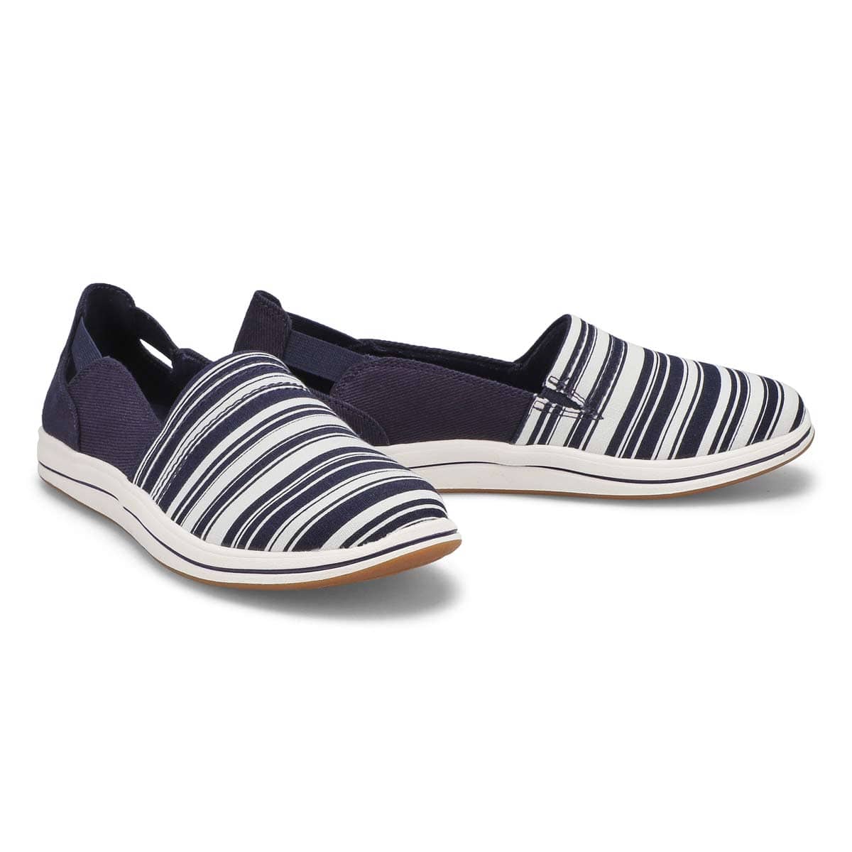 Clarks Women's Breeze Step Slip Ons- Navy/ White - Image 7