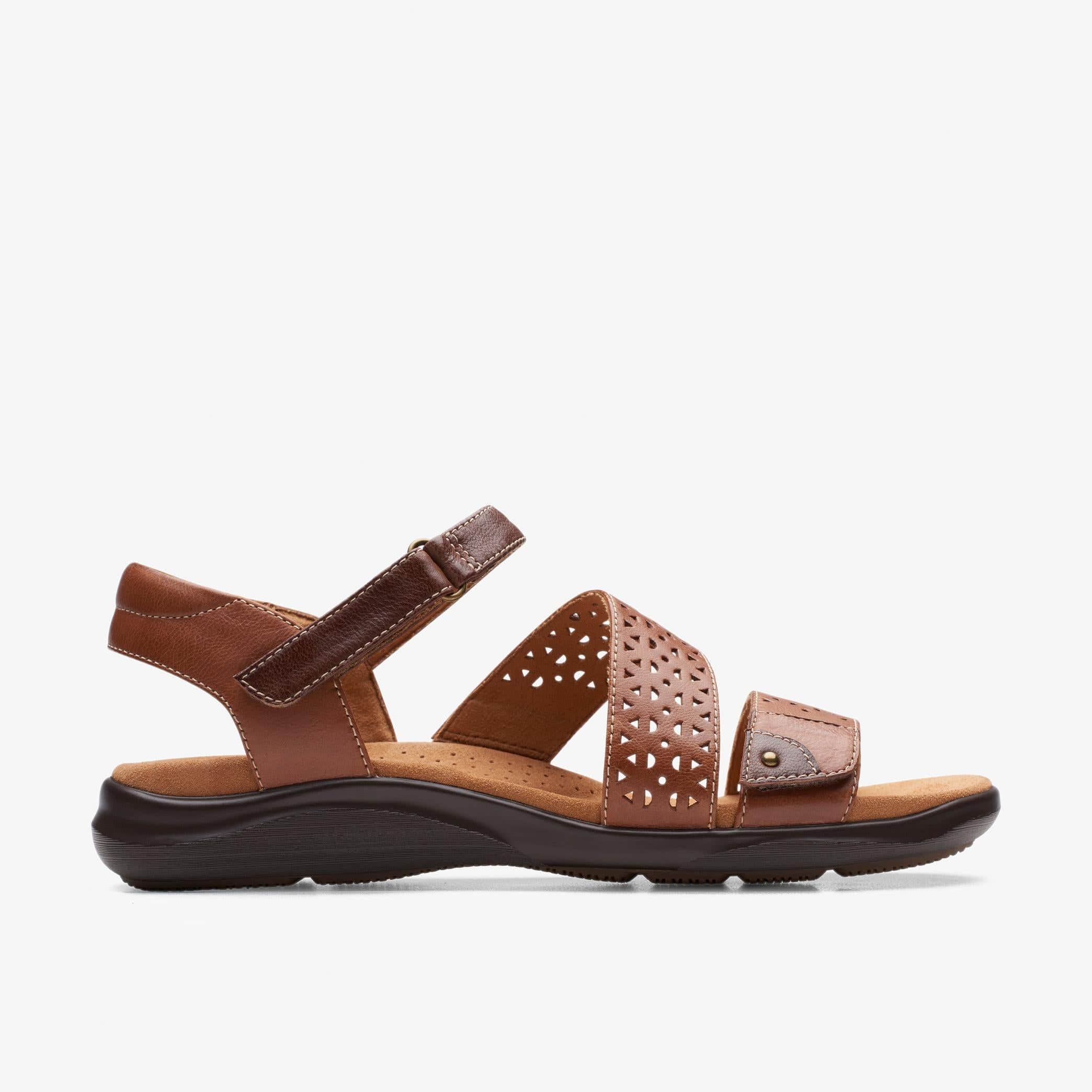 Clarks Women's Kitly Way Sandals- Tan Leather