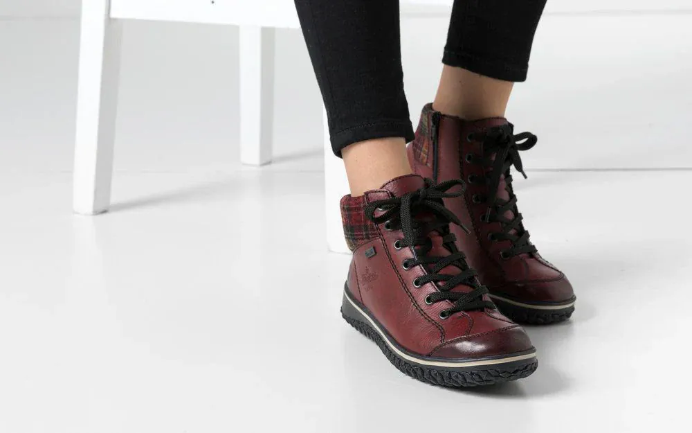 Rieker Women's Z4243-36 Lace & Zip Ankle Boots- Red - Image 6