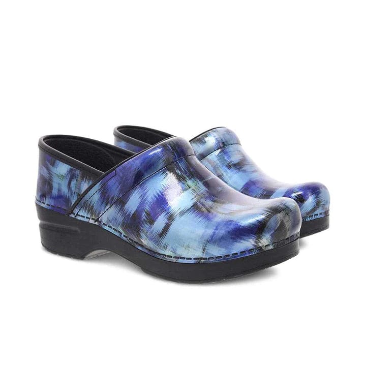 Dansko Women's Professional Clogs- Patent Blue Brush - Image 4