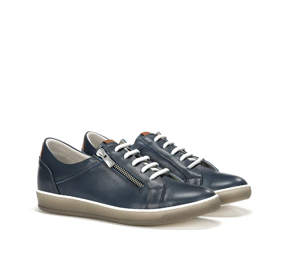 Dorking Women's Karen Lace & Zip Sneakers-Oceano/ Cognac - Image 2