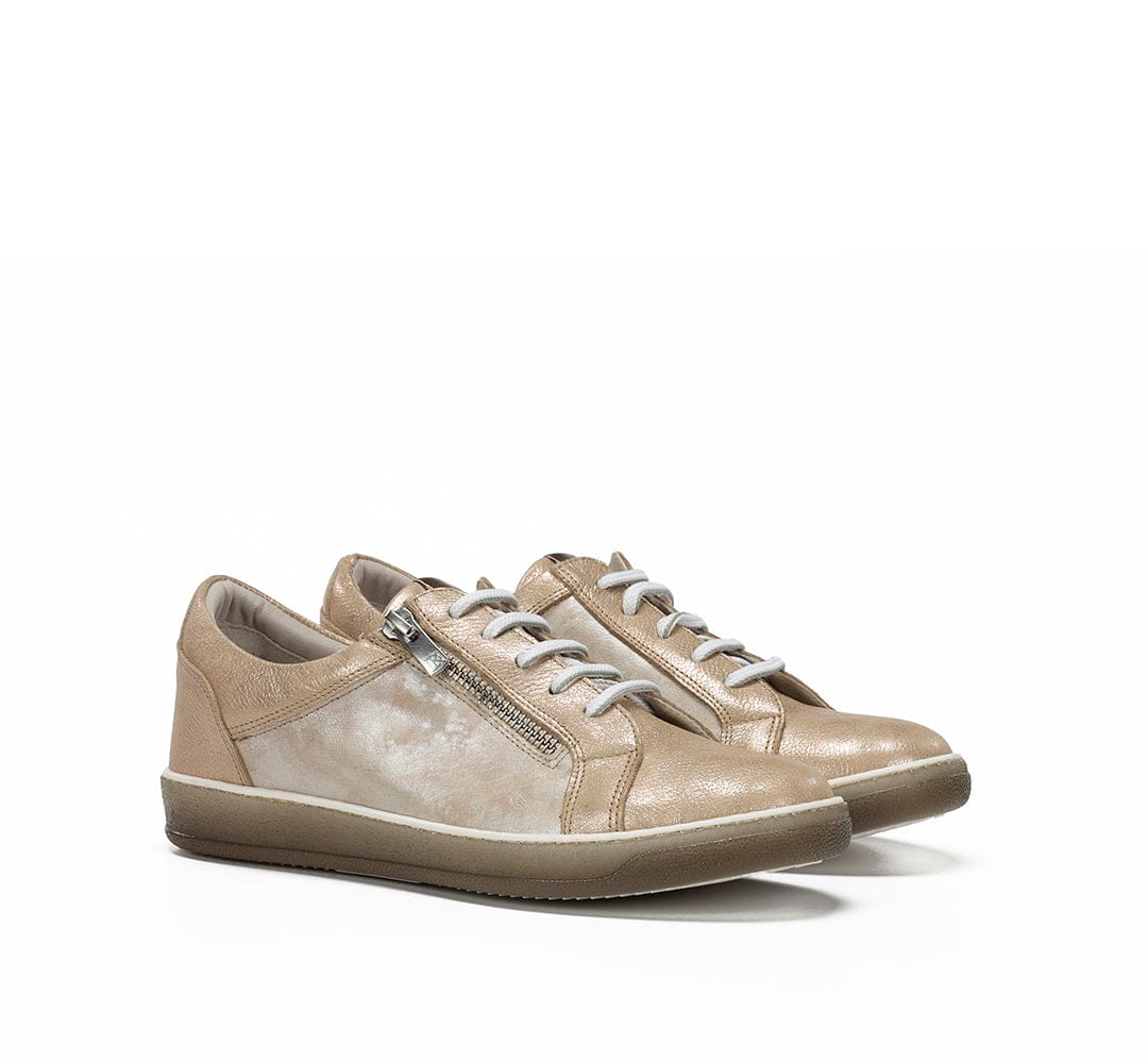 Dorking Women's Karen Lace & Zip Sneakers- Platino/ Piedra/ Cava - Image 2