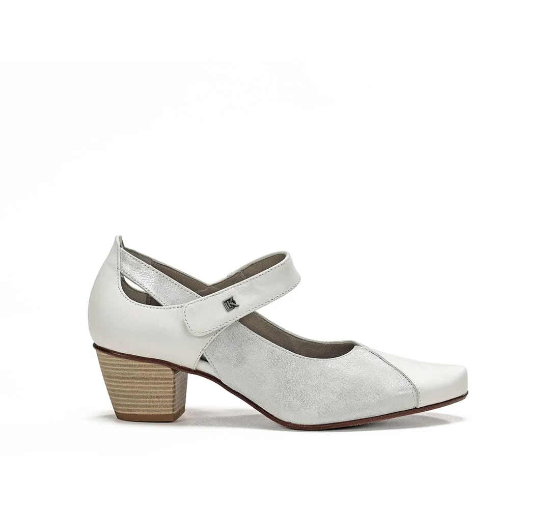 Dorking Women's Triana Mary Jane Pumps- Argento/ Blanco