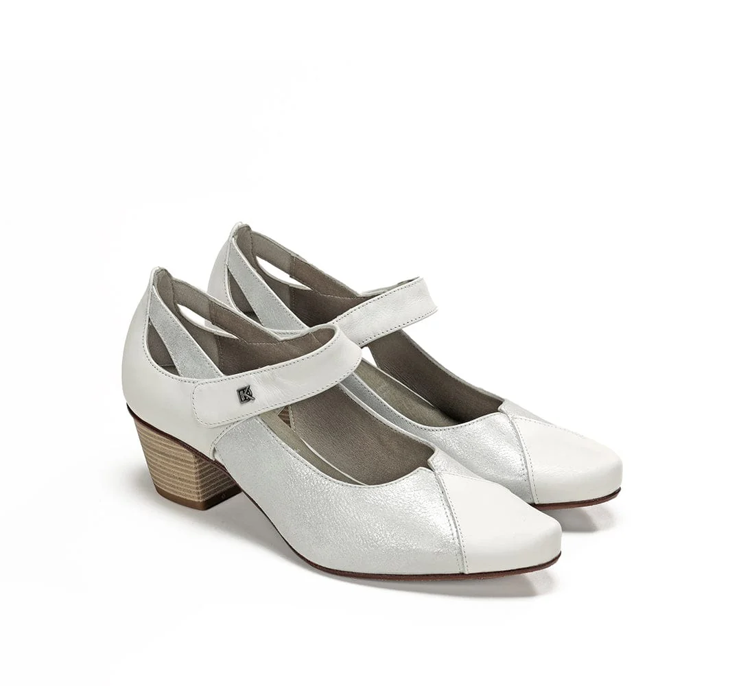 Dorking Women's Triana Mary Jane Pumps- Argento/ Blanco - Image 4