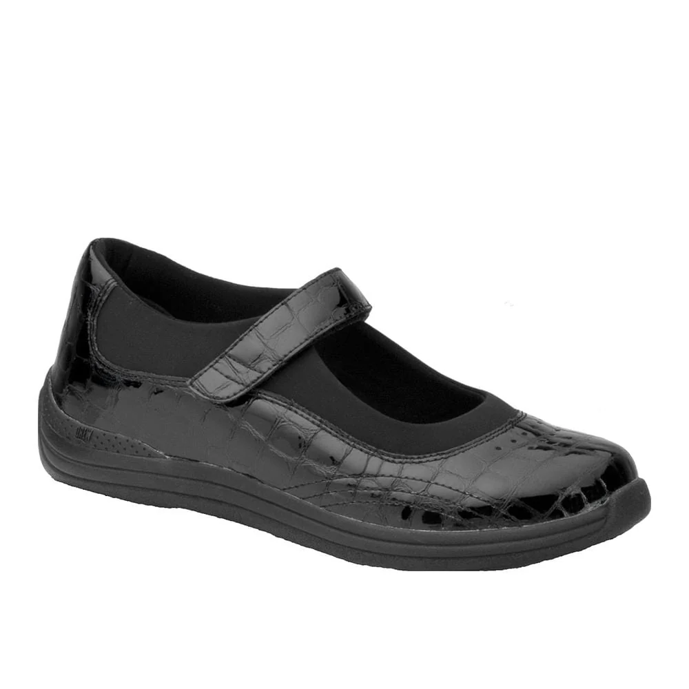 Drew Women's Rose Mary Janes- Black Croc - Image 2
