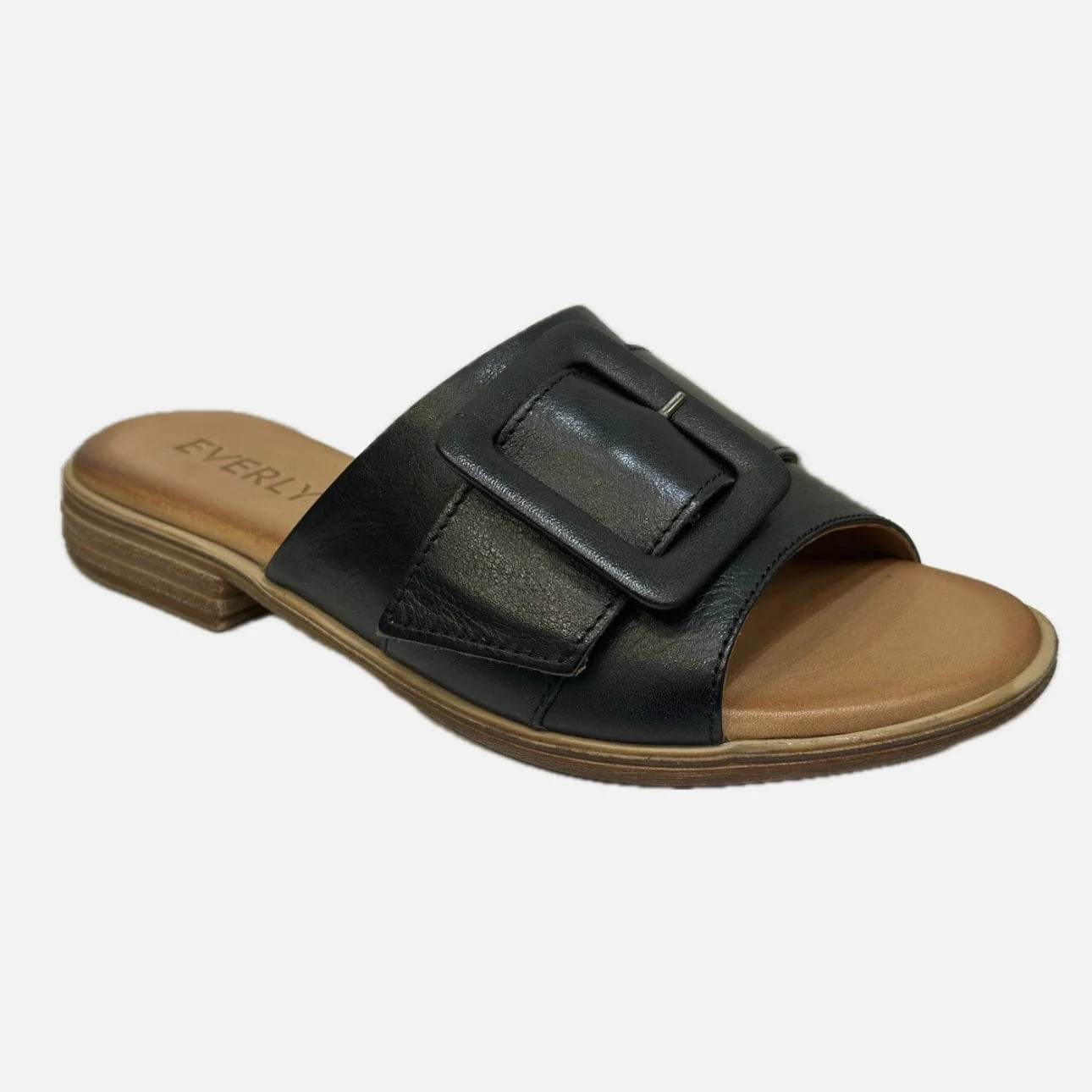 Everly Women's Lauren 03 Buckle Sandals- Black - Image 2