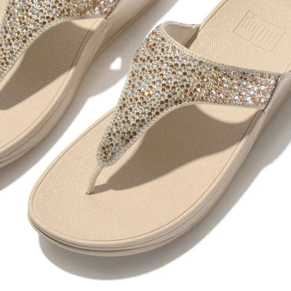 FitFlop Women's Lulu Crystal Mix Metallic Flip Flops- Platino - Image 3