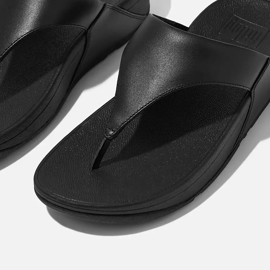 FitFlop Women's Lulu Leather Flip Flops- Black - Image 3