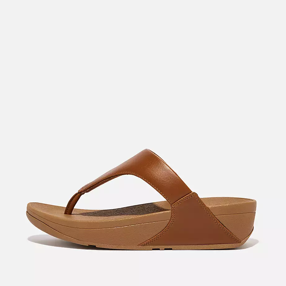FitFlop Women's Lulu Leather Flip Flops- Light Tan