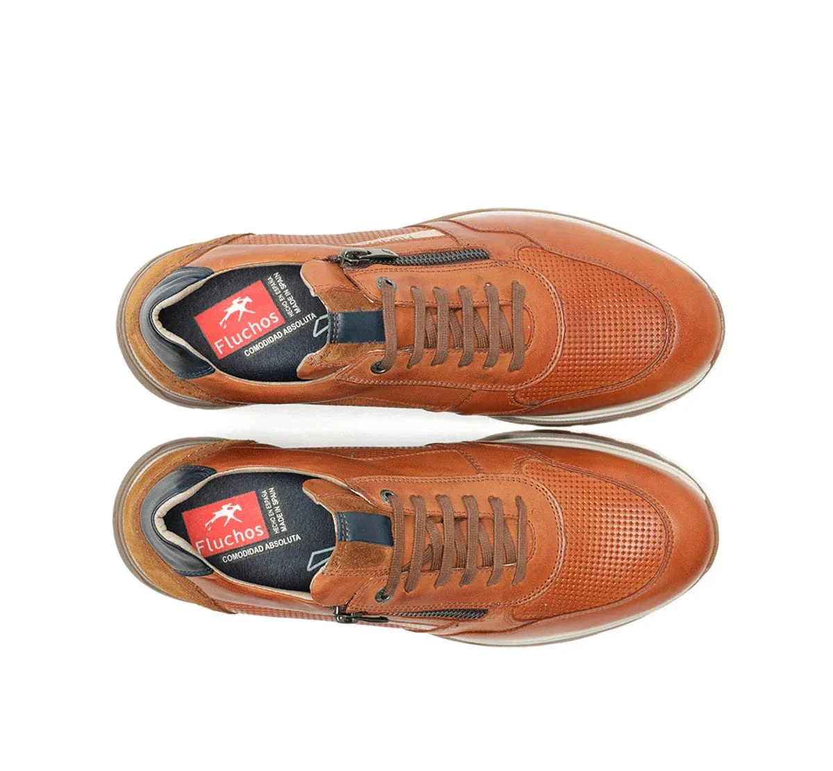 Fluchos Men's Louis Lace & Zip Sneakers- Habana Cuero - Image 4