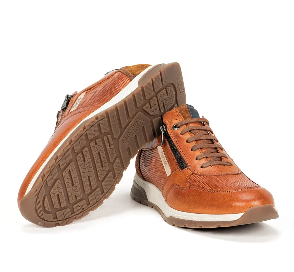 Fluchos Men's Louis Lace & Zip Sneakers- Habana Cuero - Image 5