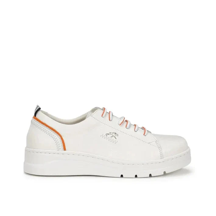 Fluchos Women's Pompas Sneakers- Blanco Naranja