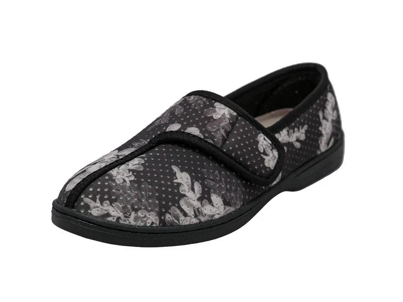 Foamtreads Women's Jewel 2 Slippers - Black/ White Floral - Image 4