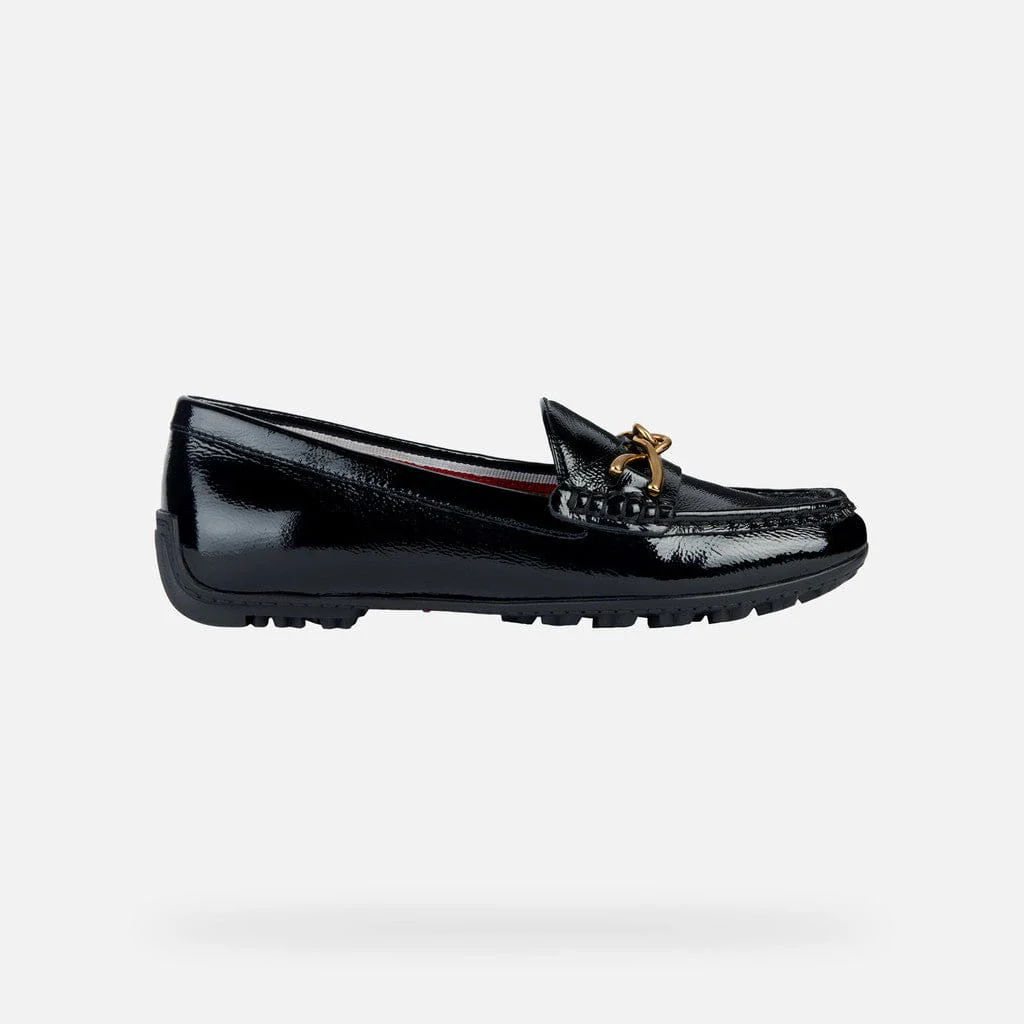 Geox Women's Kosmopolis Loafers- Black Patent