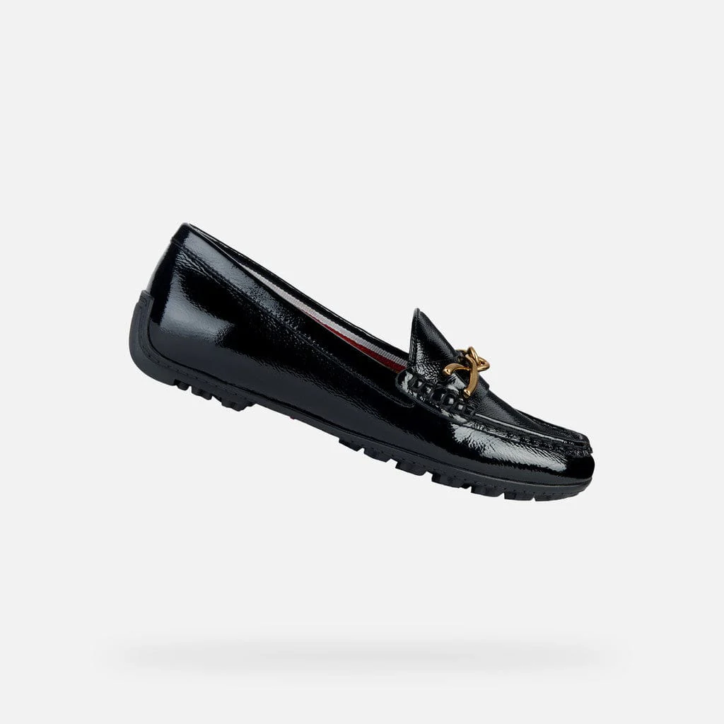 Geox Women's Kosmopolis Loafers- Black Patent - Image 2