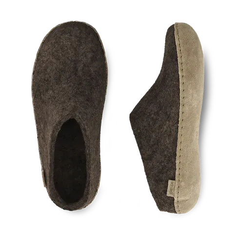 Glerups Open Heel Slippers- Brown - Image 3