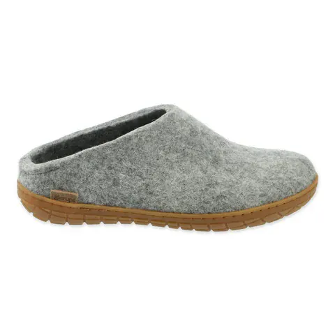 Glerups Rubber Sole Open Heel Slippers- Grey