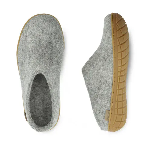Glerups Rubber Sole Open Heel Slippers- Grey - Image 3