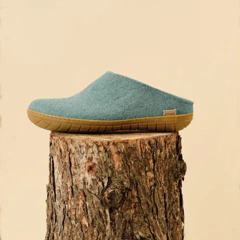 Glerups Rubber Sole Open Heel Slippers- North Sea - Image 7