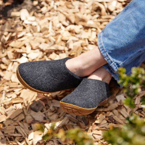Glerups Rubber Sole Open Heel Slippers- Charcoal - Image 6