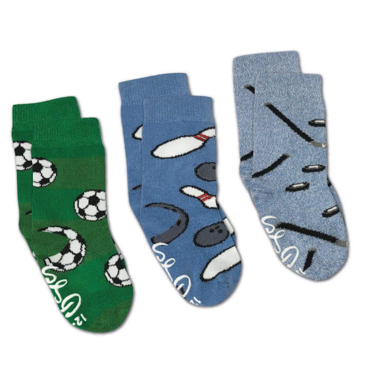 Good Luck Sock Toddlers Socks 3 Pack- Bowling, Hockey & Soccer