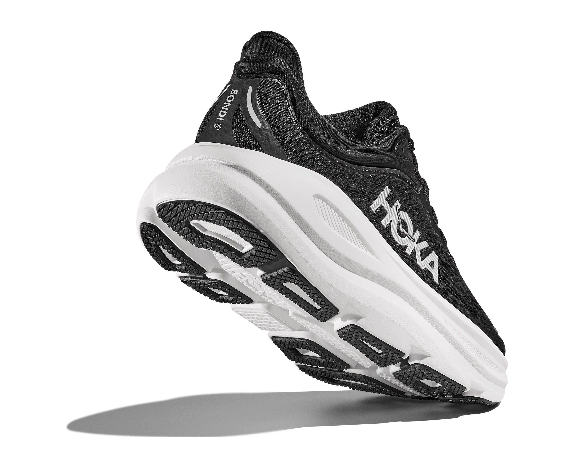 Hoka Women's Bondi 9 Running Shoes- Black/ White - Image 6
