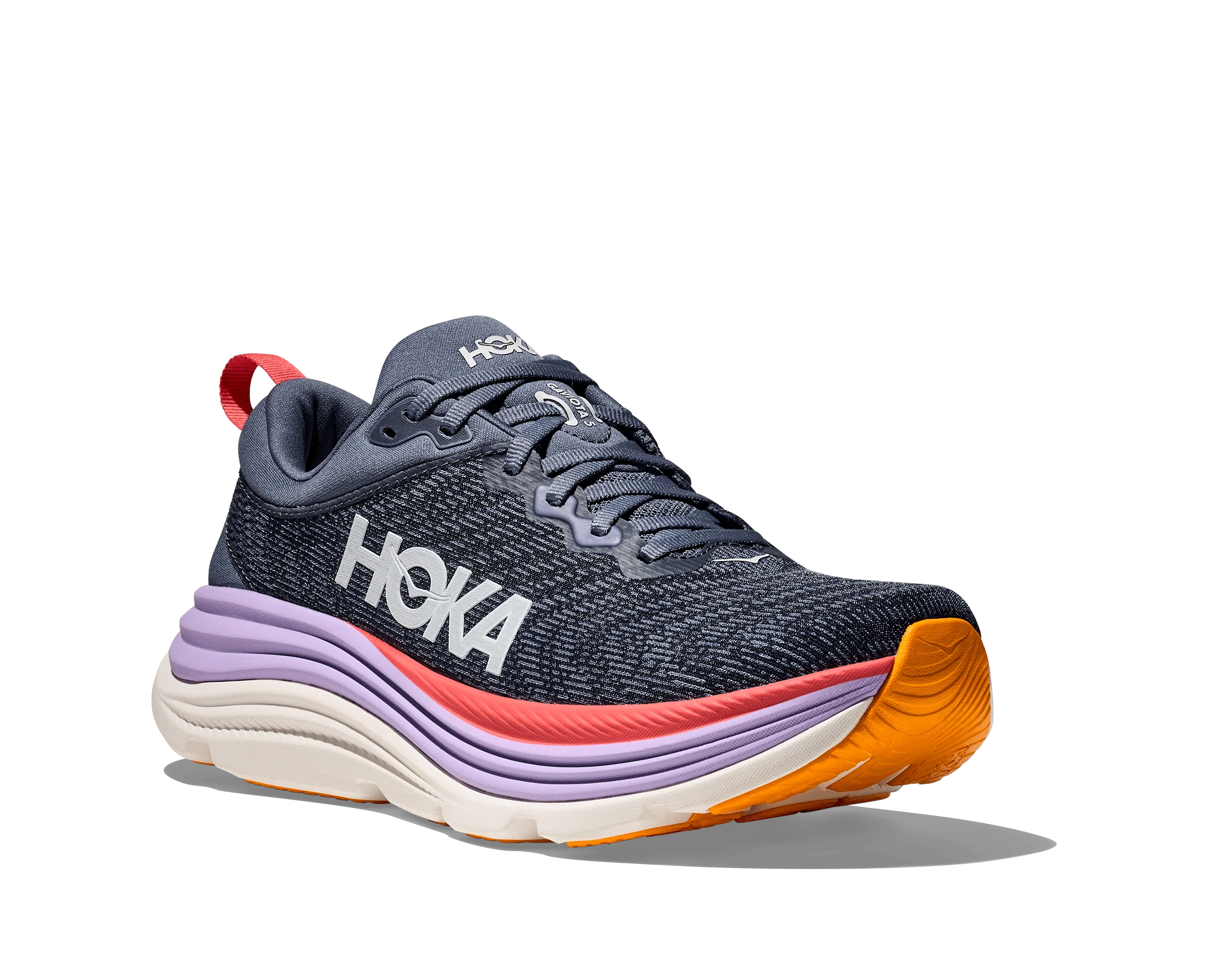 Hoka Women's Gaviota 5 Running Shoes- Anchor/ Grapefruit - Image 4