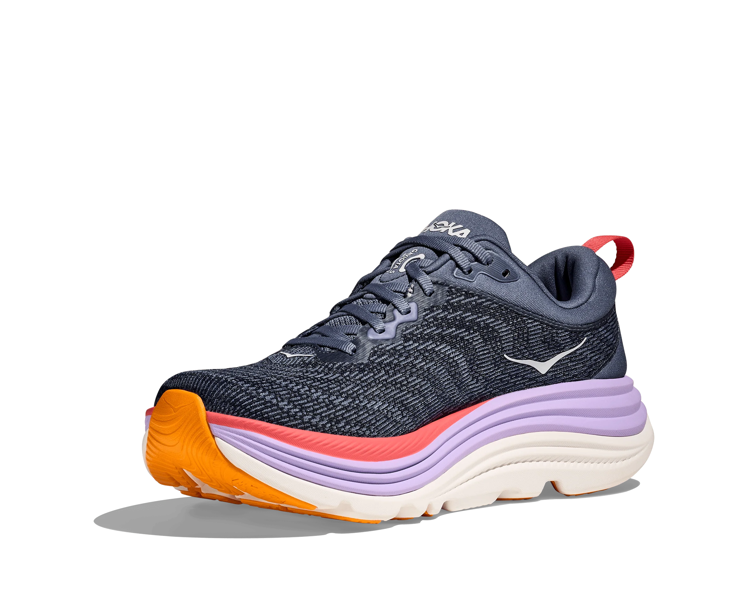Hoka Women's Gaviota 5 Running Shoes- Anchor/ Grapefruit - Image 7