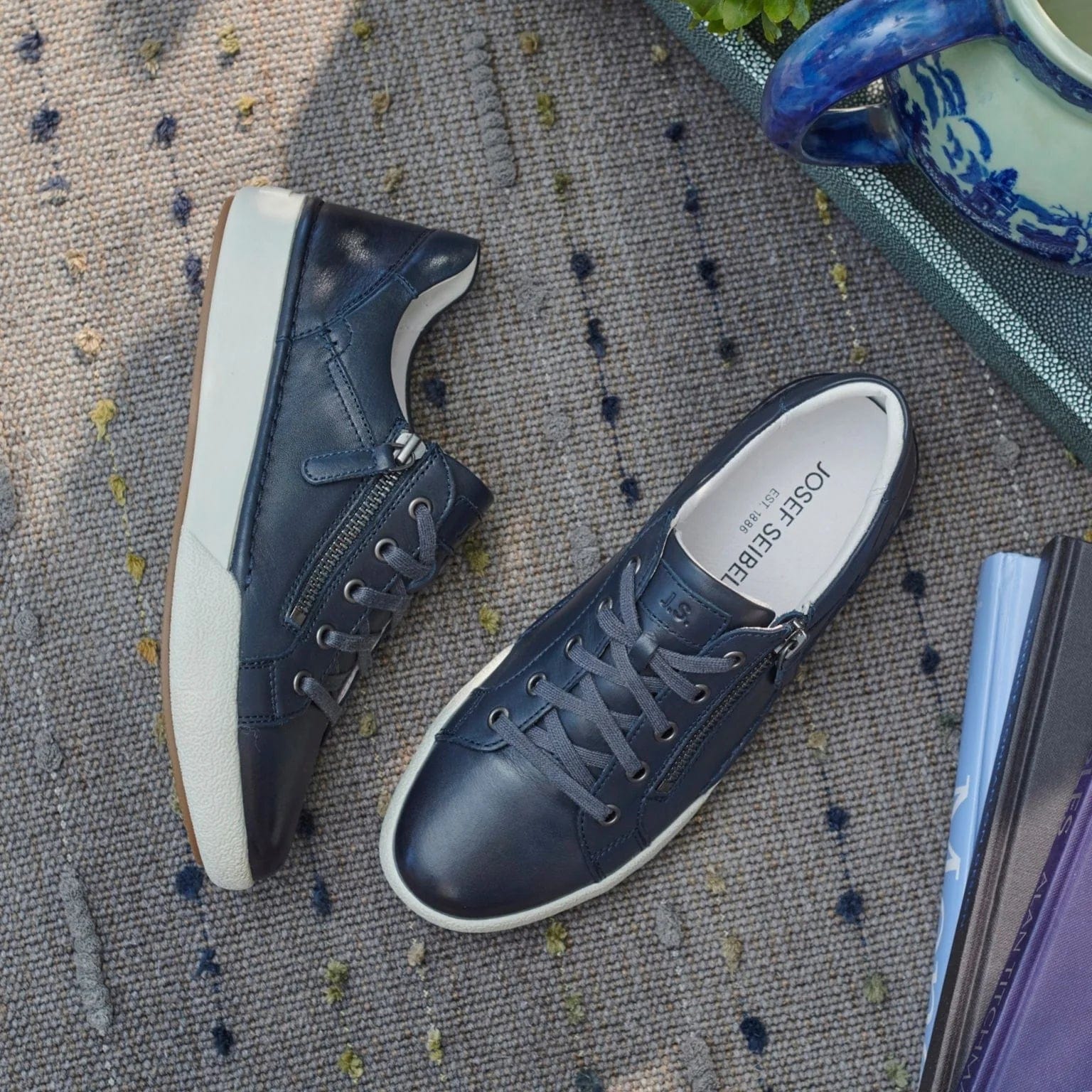 Josef Seibel Women's Claire 03 Lace & Zip Sneakers- Indigo - Image 2
