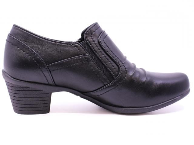 Lady Comfort Women's Noelle 02 Zip Heeled Loafers- Black